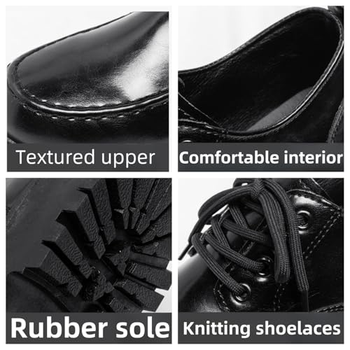 Men's Patent Leather Platform Lace Up Oxford Shoes Classic Round Toe Log Sole Tuxedo Shoes Business Casual Formal Work Shoes2