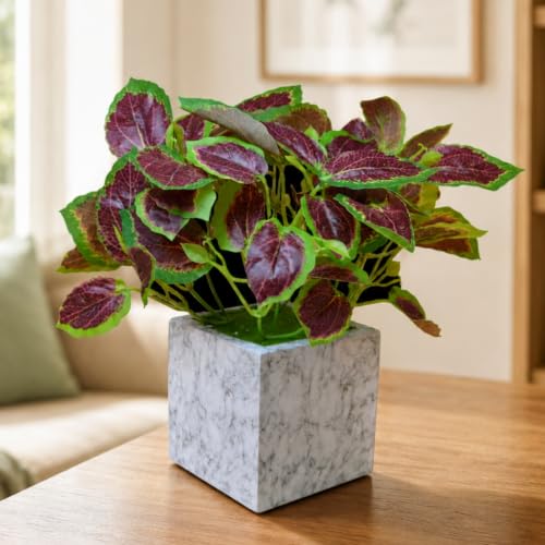 Image of fancymart Artificial Plant with Real-Touch Leaves in Pot, 25 cm, Indoor Tabletop Item for Home Decor, Office, Living Room