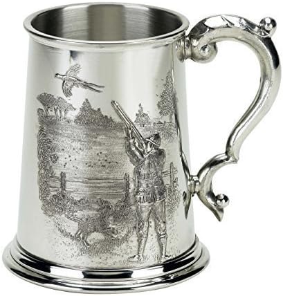 Farm Cottage BrandsPewter 1 pint tankard with a game shooting scene