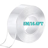 Doppelseitiges Klebeband, Entfernbares - Wiederverwendbares Transparentes Extra Starkes Doppelseitiges Abwaschbares Klebeband, Nano-Gel-Klebeband für Teppiche, Foto-Poster (5M/16.4FT)
