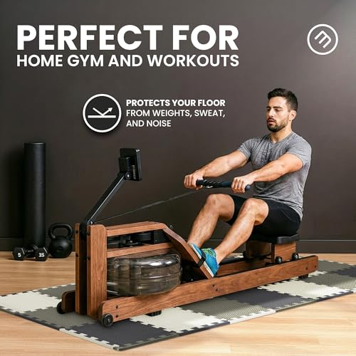 Image of bemaxx Gym Mats Set - 18 pcs EVA Interlocking Foam Floor Tiles (12.6 inchx12.6 inchx0.4 inch) 18sqft Protective Gym Flooring Sports Home Workout Exercise Mats Puzzle Garage Fitness Play-Room Pool Treadmill Bike