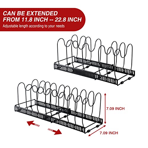 Ashare Pot Organizer Rack Expandable Pot Lid Organizer Holder With 10 Adjustable Compartment For Kitchen Cabinet Cookware Baking Frying Rack, Black #TOP1