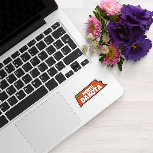 Image of North Dakota State Sticker 5 Inch Waterproof Vinyl Decal Durable USA State Design for Laptop Water Bottle Car Window Bumper Truck Travel Decoration