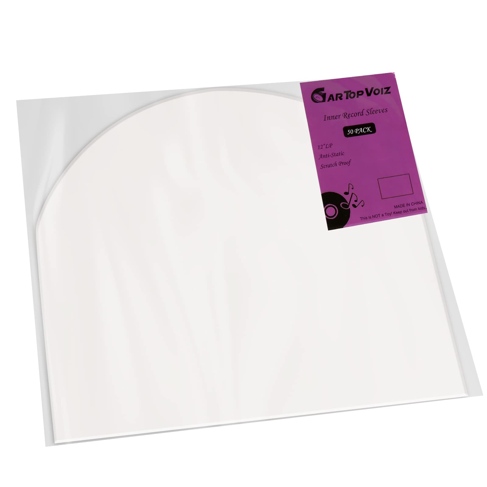 Inner Vinyl Record Sleeves, Set of 50 Round Bottom Anti Static LP Plastic Protection for 12" 33 RPM by Gartopvoiz