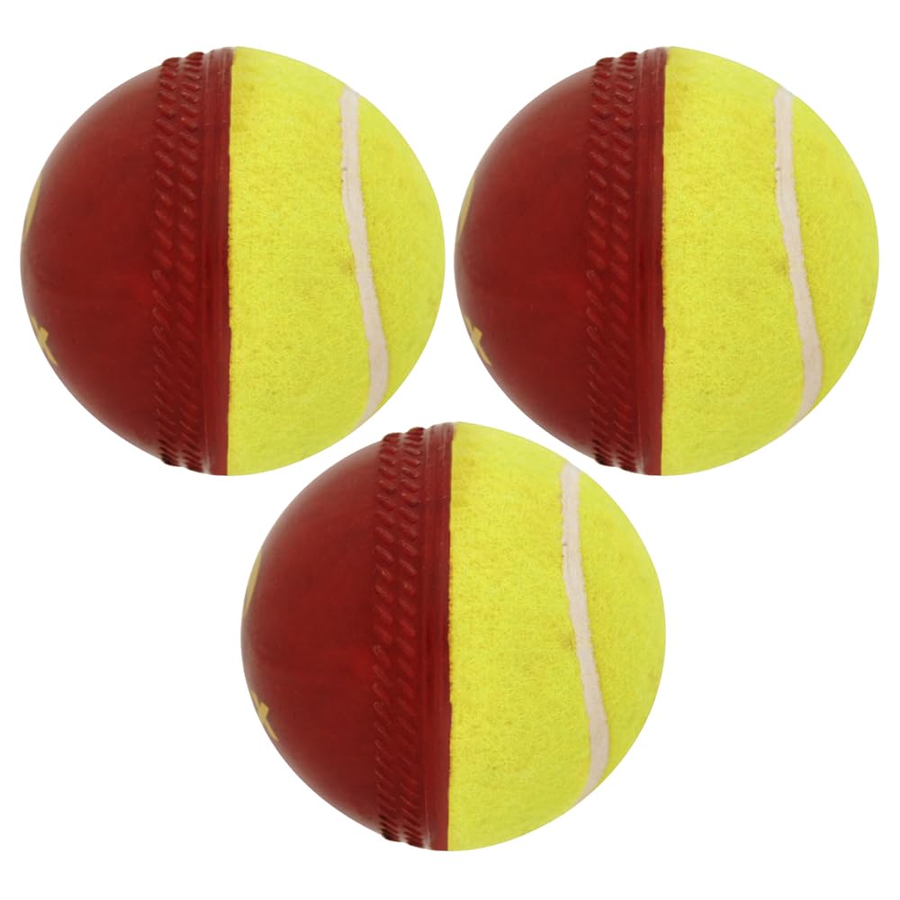 OmtexCricket Swing Ball (Half Tennis) Pack of 3, Size 5.5. Diameter 2.5cm