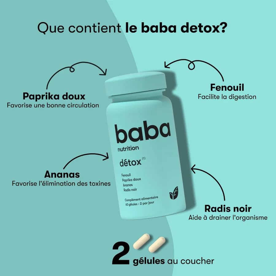 Baba Nutrition - Detox & Brûleur – Complément Alimentaire Minceur Naturelles à Base de Plantes – 2 x 60 Gélules – Cures 1 Mois - Bruleur de Graisse Puissant & Détoxification Complète – Image 4