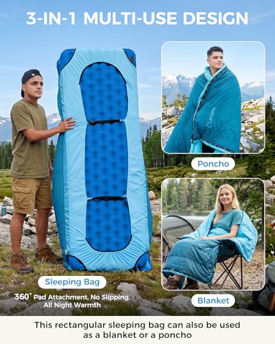 Image of ATEPA Down Sleeping Bag for Adults, Recycled Ultralight 35F 40F 45F 50F 650FP / 700FP 3 Season Compact Sleeping Bags with Compression Sack for Backpacking Camping Hiking, Can Be Attached to Pad