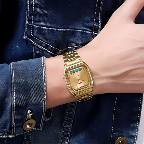 Gosasa Unisex Wrist Watch, Waterproof Military Analog Digital Watches with LED Multi Time Chronograph, Stainless Steel Business Watches for Men3