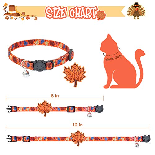 PUPTECK Autumn Cat Breakaway Collar with Bell - 3 Pack Adjustable Kitty Collars with Autumn Pattern and Cute Turkey… - Image 3