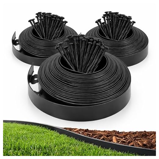 Gardzen 1.5" x100' Landscape Edging Kit, Garden Edging Coil Comes with 120 Pcs Spikes, No Dig Lawn Border Design