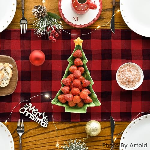 Artoid Mode TABLERUNNER-CHRISTMAS-33183-108RDBK Red And Black Buffalo Plaid Merry Christmas Tree Table Runner thumb #3