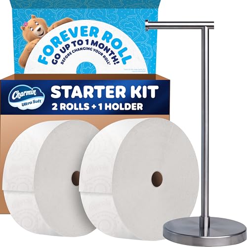 Charmin Toilet Paper Ultra Soft, Forever Roll Starter Kit, 1 Holder, 2 Rolls, 2-ply Bath Tissue