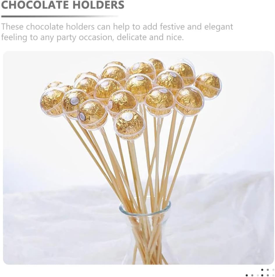 100pcs Transparent Bouquet Holders for Chocolate Candy Packaging with Sticks for Valentine Day Treats Weddings and Special Occasions