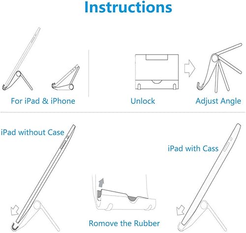 Miniatura 6 de Paquete de 4 soportes para teléfono celular para escritorio, soporte plegable para teléfono celular, soporte ajustable para tableta compatible con