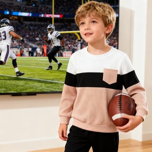 Image of Kid Toddler Boy Clothes Color Block Sweatshirt and Casual Pants 2Pcs Boys Fall Winter Outfits 1-5T
