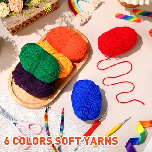 Image of Timgle 12 Pcs Skeins Rainbow Yarn for Gay Pride Crafts Multicolored Milk Cotton Yarn DIY Crochet and Knitting for LGBT Party Knitting Projects