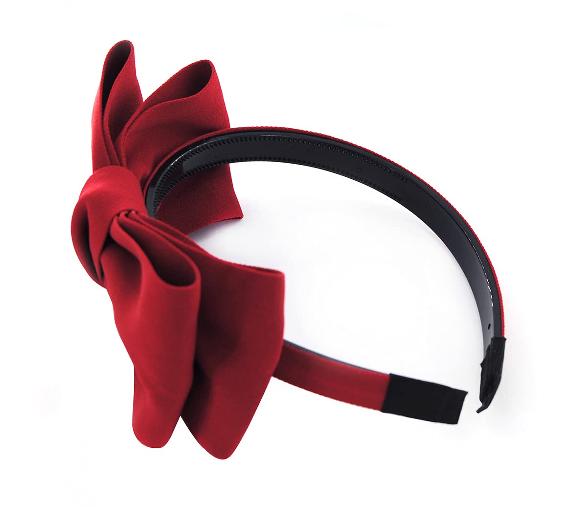 axy HRS3 Headband with Large Bow 14 cm x 7 cm - Beautiful Headband Hair Accessories Red - Image 3