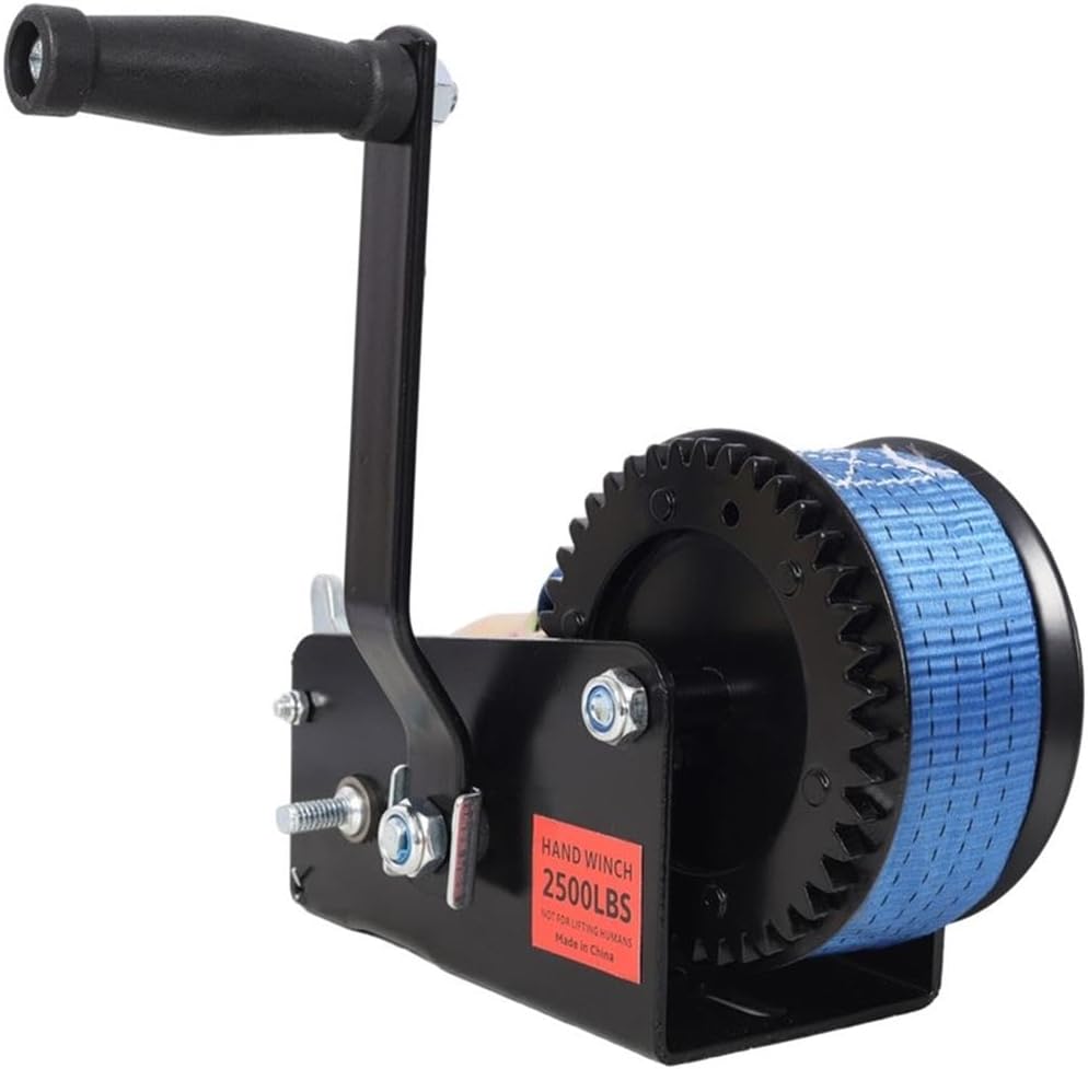 2500 lbs Hand Winch with 32.8 ft Strap Two Way Ratchet for Boat Trailer/ATV