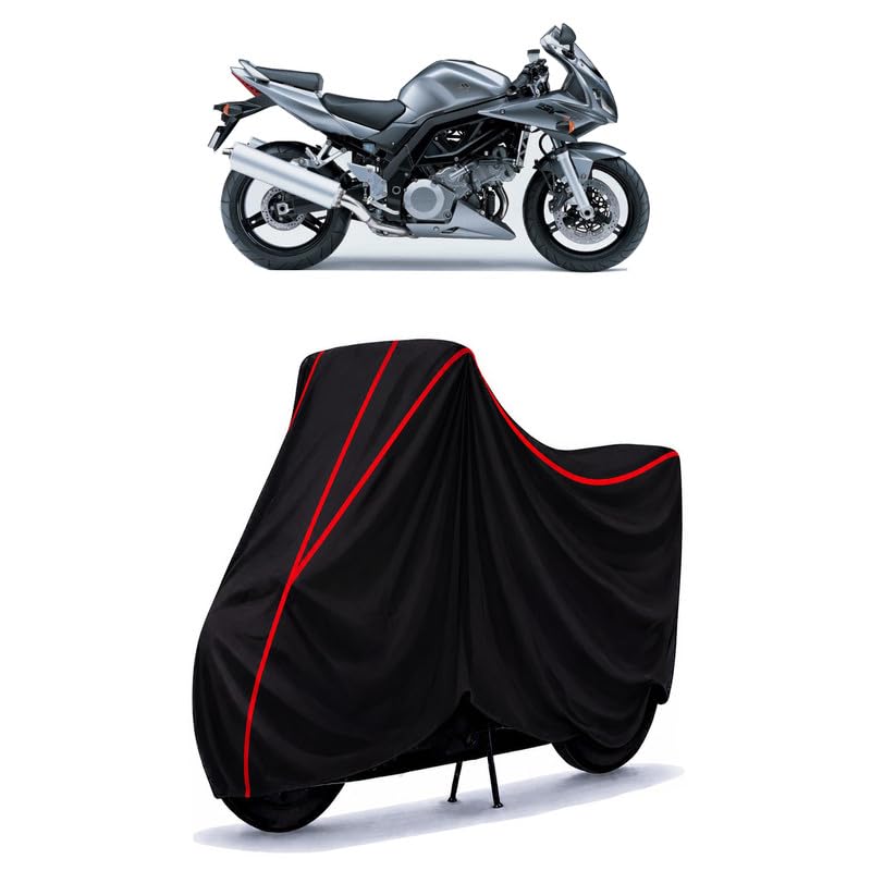 Image of Suzuki sv 1000 Water Resistant Bike Cover for All Motorcycles & Rain | Heavy Duty Taffeta Fabric | UV Protection, Dustproof, Scratchproof | All Weather Two Wheeler Body Cover with Elastic Bottom