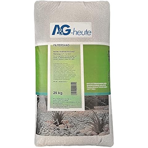 A&G-heute Min2C 25kg Filtersand Pool Körnung 0,7-1,2 mm Poolfilter Teichfilter Quarzsand für Sandfilteranlagen Feuergetrocknet Natur Cover