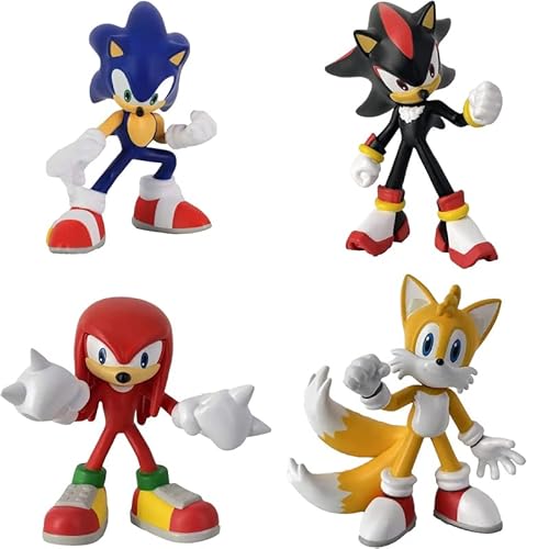 Marukatsu Figuren Sonic Comansi - Sonic Que Figuren - 4 Stück - Sonic Que Figuren - Sonic, Shadow, Knuckles und Tales - Frei von PVC Spielen und Sammeln