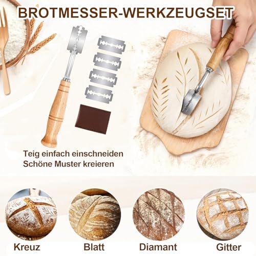 HELISAN 21-Teiliges Sauerteig Starter Set mit 2 Gärkörbchen (23cm Runde & 25cm Ovale), 900ml Glasgefäß zur Sauerteiggärung, Komplettes Brot Backen Zubehör für Einsteiger & Erfahrener Bäcker