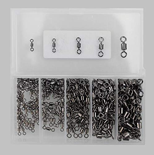 VOANZO Lot de 250 émerillons pivotants en acier inoxydable noir nickel pour pêche en eau salée
