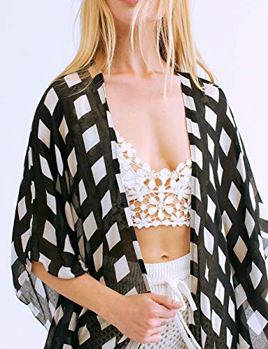 Bsubseach Women Long Kimono Swimsuit Cover Ups Chiffon Maxi Cardigan Open Front Bathing Suit Lightweight Duster Beachwear2