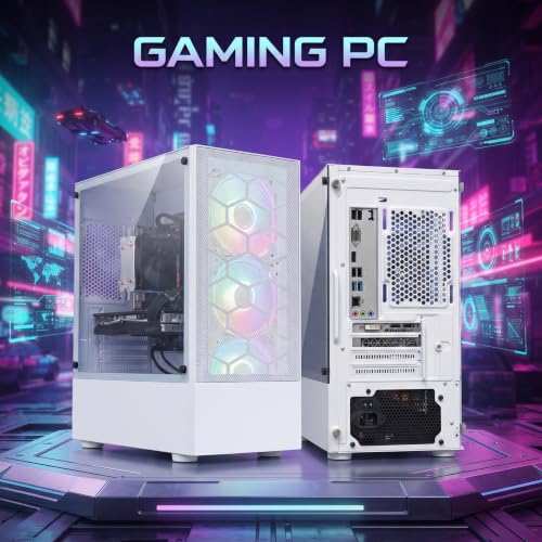 Image of STGAubron Gaming PC Desktop,Core I7,RX 7600 8G,16G RAM,512G SSD | Gaming Computer Tower for Streaming,Video Editing,Home,School,I7 up to 3.9GHz,ARGB Fan,WiFi 6,BT 5.2,4K DP,HDMI,Win11 Home