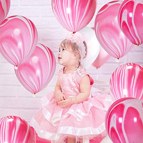 Image of 50pcs Pink Marble Balloons 12 Inch Marble Agate Latex Balloons for Pink Valentine Party Birthday Tie Dye Balloons Easter Decoration Wedding Baby Shower Festival Photobooth