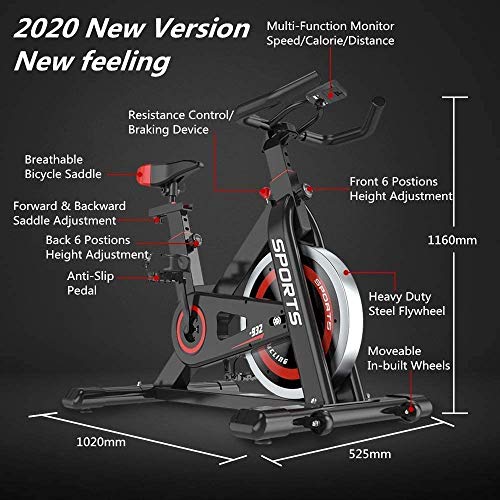 WEALLNERSSE Stationary Exercise Bike Indoor Cycling Bike Fitness Stationary All-Inclusive Flywheel Bicycle with Resistance for Gym Home Cardio Workout Machine Training 2020 Version