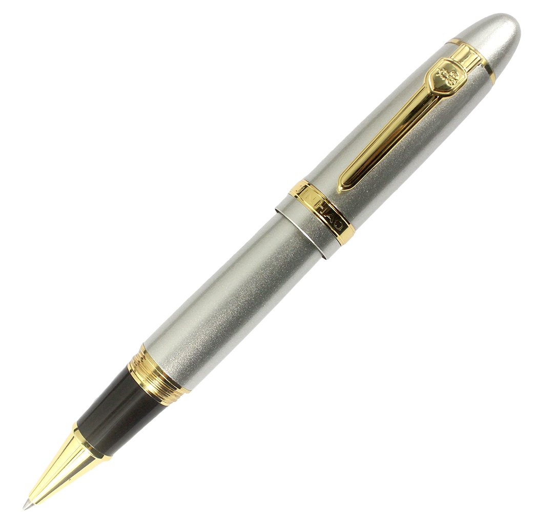 Stylo Roller Grand Et Lourd - Corps Laqué Noir, Capuchon Doré - Neuf (sans Emballage) - Marque BOXUE