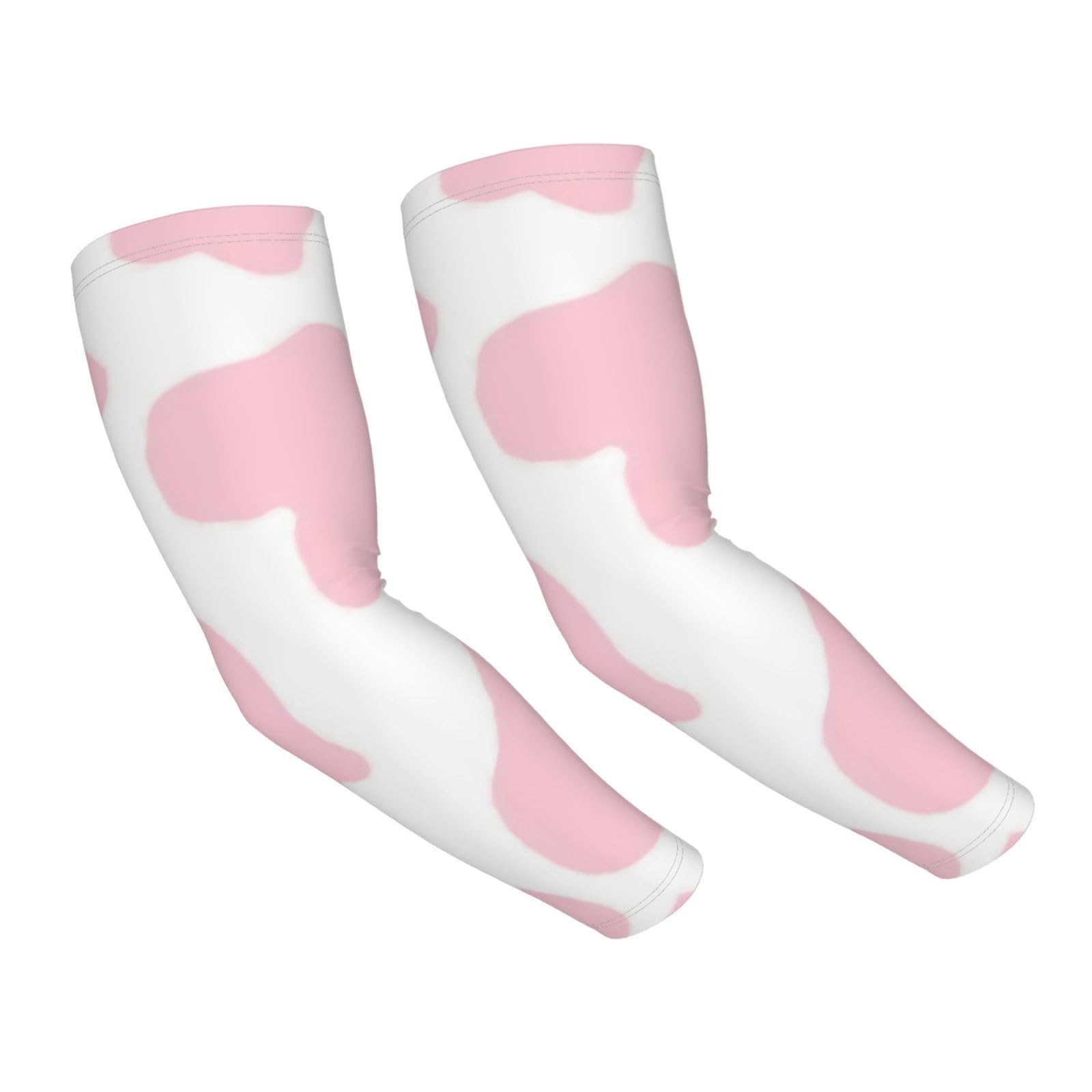 Asbwuo Men's As Pic Pink Cow Print Sun Protection Cooling Arm Sleeves For Wo, Uv Compression Cooling Sleeve For Sports