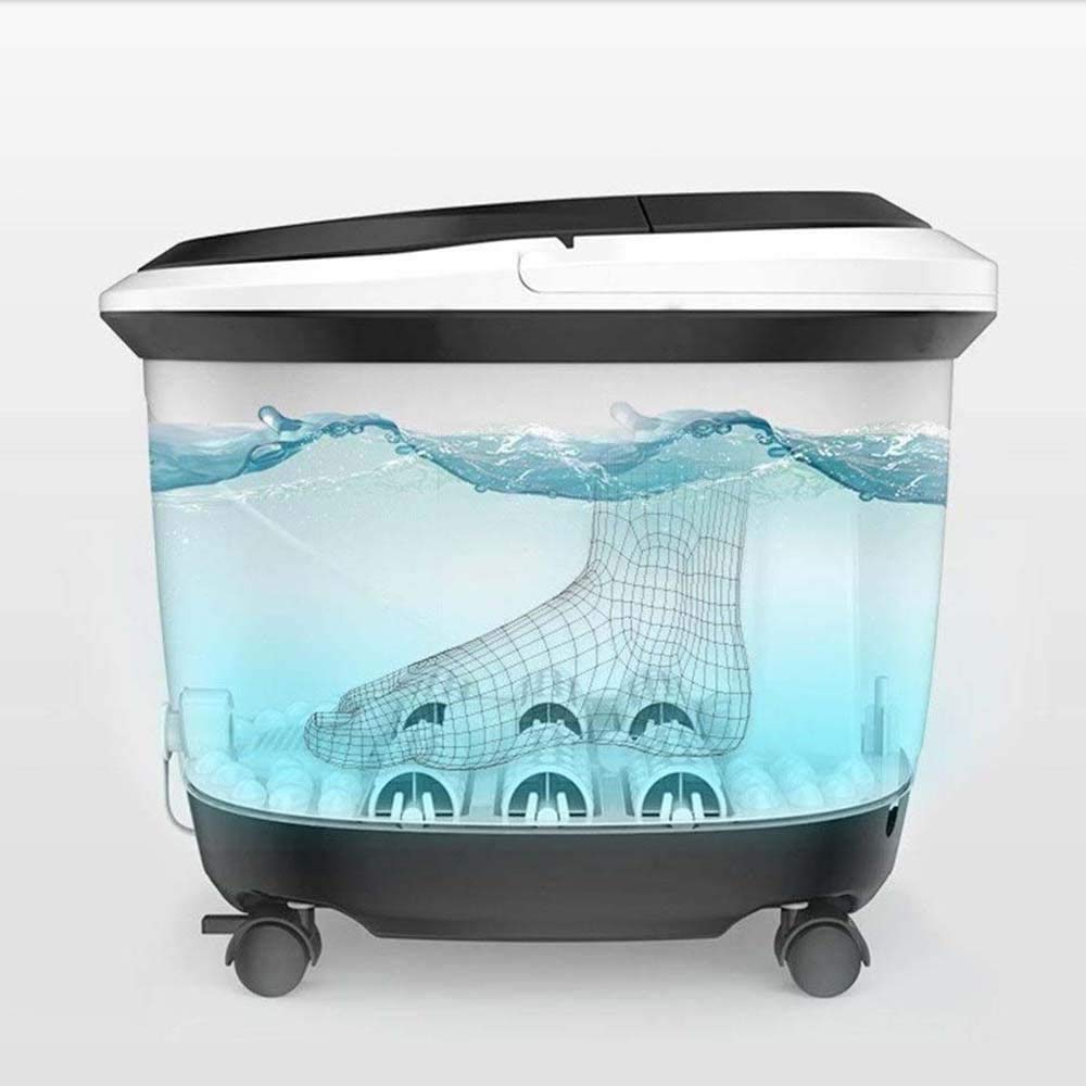 Masajeador de Baño de Pies Spa para Pies con Vibración de Burbujas de Calor Y Rodillos de Masaje Y para Masaje Shiatsu de Acupresión para Aliviar el Dolor Muscular de Los Pies