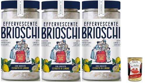Brioschi Digestivo, rafraîchissant et digestif assoiffé, citron vert, dissolution rafraîchissante pour la digestion, au goût citron, 3 x 200 g, avec Polpa Italian Gourmet 400 g