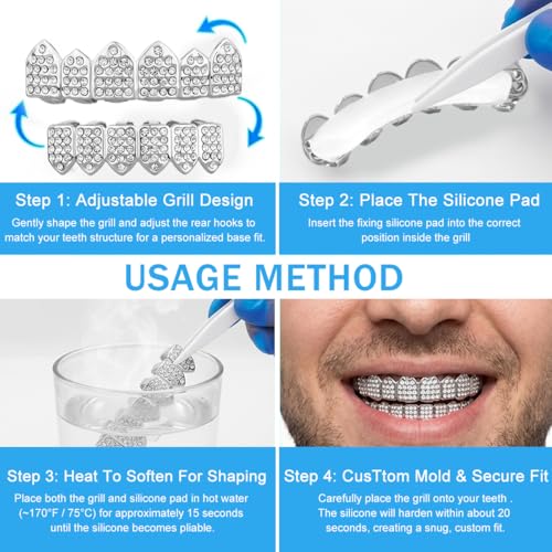 SANNIDHI Teeth Grillz Iced Out Silver Copper Set - Image 4