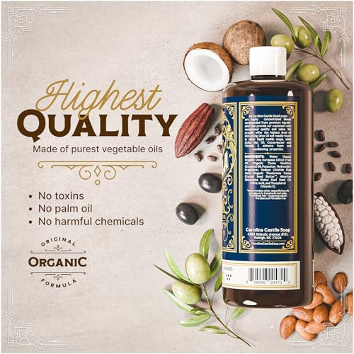 Image of Castile Liquid Body Wash for Sensitive Skin - Natural Shampoo for Men with Olive Oil, Cocoa Butter & Coconut Oil - Tobacco Vanilla by Carolina Castile (Tobacco Vanilla, 1 Gallon)