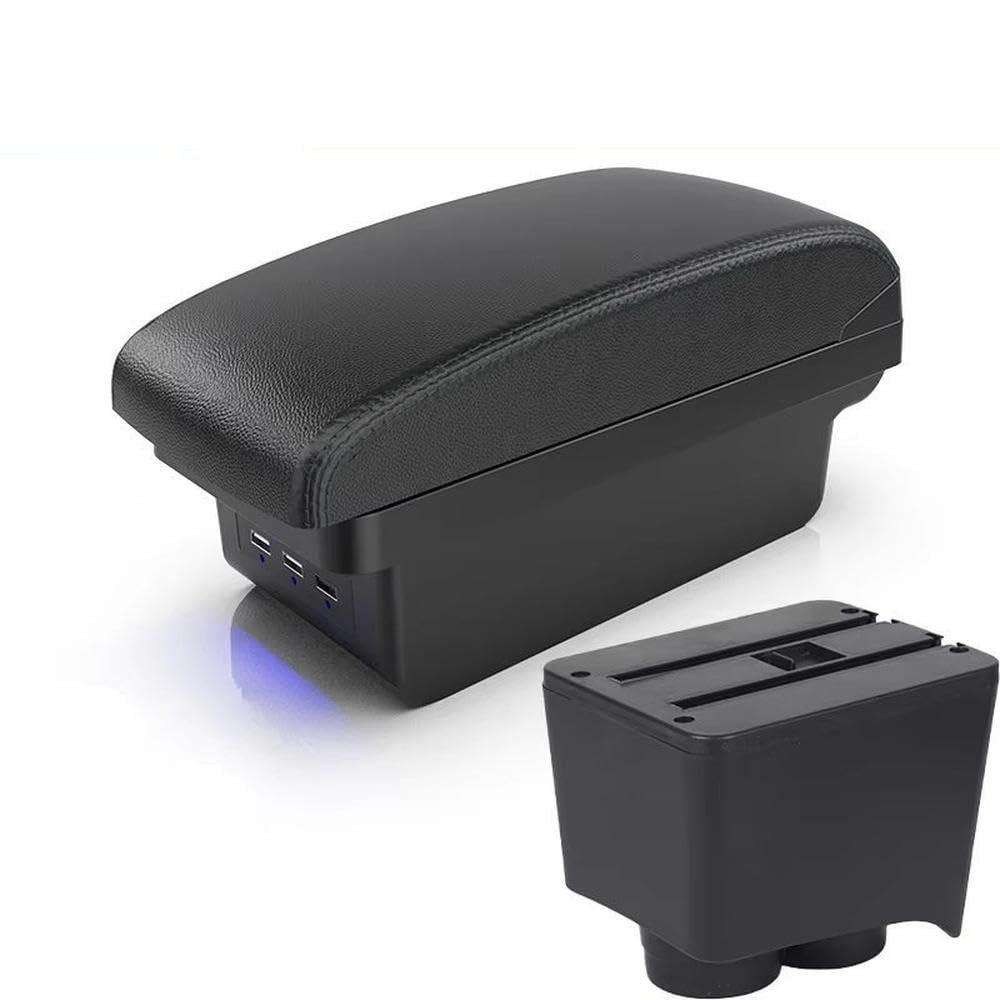FSOZDBBPL Car Armrest Box For Polo Mk5 6R For Vento 2002-2009 Storage Box Car Accessories Interior Parts(B2 Black line 3 USB)