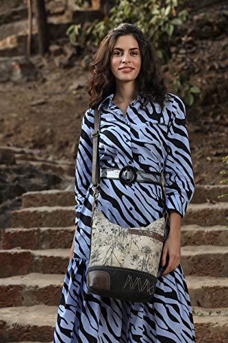 Myra Bag Solidaster Upcycled Canvas & Leather Shoulder Bag S-15252