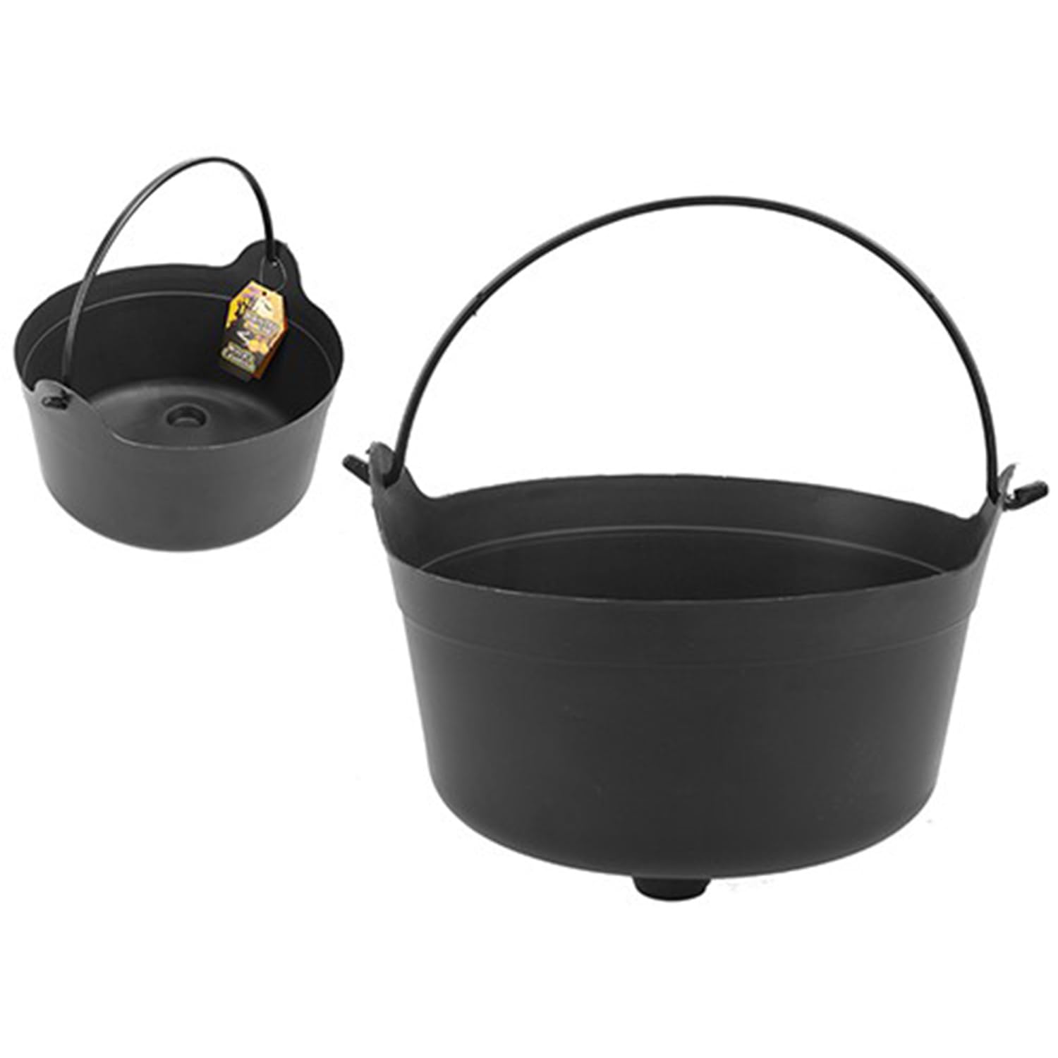 Spooky Plastic Black Candy Cauldron - 23cm (1 Pc.) - Durable & Wickedly Stylish Decor - Perfect for Halloween Treats