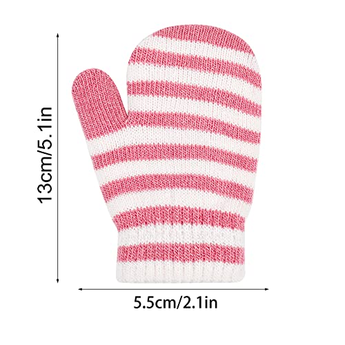 Onesing 5 Pair Toddler Mittens Black Toddler Gloves Baby Mittens Newborn Mittens Infant Mittens Baby Gloves For Baby Boy Girls, Pink And White Stripe #TOP1