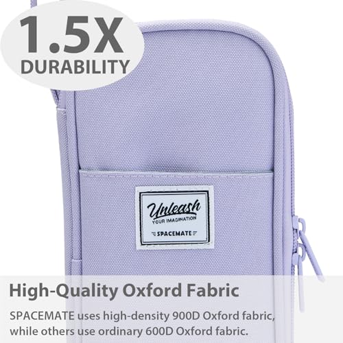 Image of SPACEMATE Pencil Case Pouch Box Bag School Supplies Girls Boys Kids, Cute Preppy Stuff Large Big Capacity Aesthetic Pen Organizer, Back to College Stationary, Purple, Classic Stlye, 1800ml