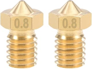 uxcell 0.8mm 3D Printer Nozzle Head M6 Thread Replacement for V5 V6 1.75mm Extruder Print, Brass 2pcs