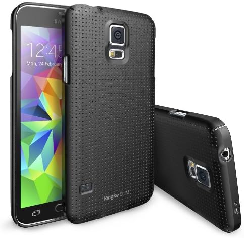 Galaxy S5 Case, Ringke SLIM Case [Free HD Film][DOT-BLACK] Full Top and Bottom Coverage Premium Dual Coated Hard Case for Samsung Galaxy S5 - Eco Package