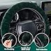 SEG Direct Furry Car Steering Wheel Cover with Gear Shift Cover, Soft and Warm, Cute Fluffy Auto Decor for Women Men, Standard Size, 2 PCS Set, Dark Green