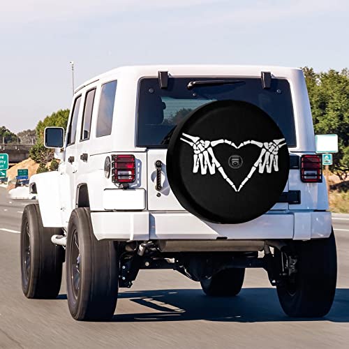 Image of Delerain Spare Tire Cover with Backup Camera Hole White Hand Bone Skull Wheel Covers Waterproof Dust-Proof UV Sun Universal Fit for Trailer RV SUV Truck (17 Inch for Diameter 31 inch-33 inch)