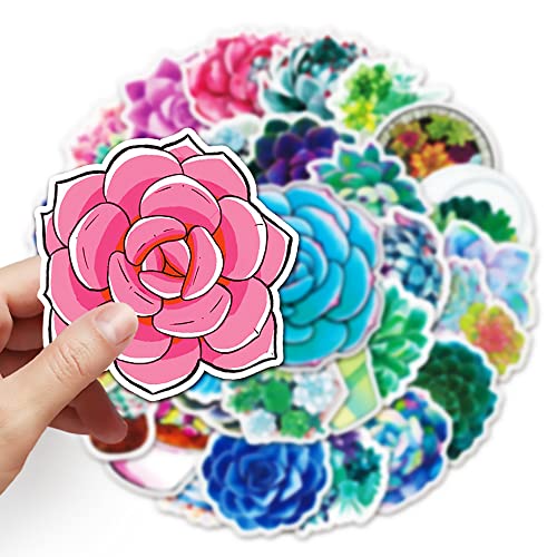 Vibrant Succulent Plant Vinyl Stickers, 50 PCS Colorful Succulent & Echeveria Decals for Journals Scrapbooking, Laptops - Image 4