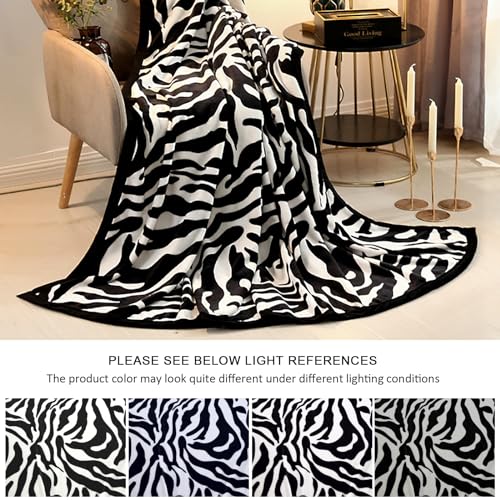 Pu Mei Fuzzy Flannel Throw Blanket For Sofa, Couch, Bed, Black And White Zebra Print Blanket Animal thumb #7