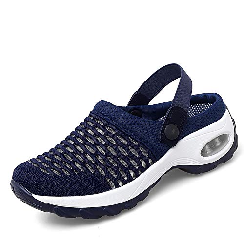 Image of Trsorini Mules Clogs for Women Summer Air Cushion Platform Mesh Mules Sneaker Sandals for Female Lightweight Beach Shoes Outdoor Slippers Walking Shoes