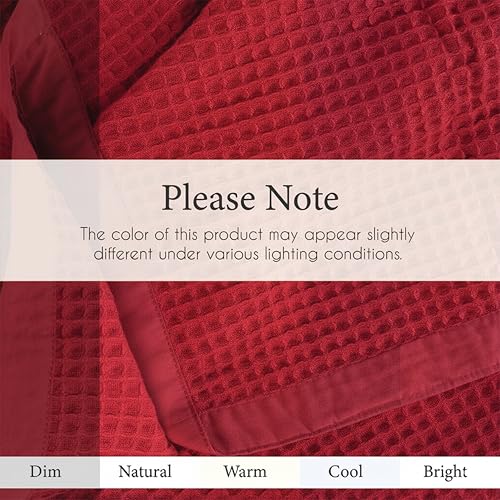 Image of GOTS Certified 55 inchX60 inch Throw 100% Organic Cotton Waffle Blanket-Red